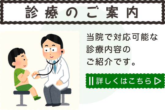 診療のご案内|当院で対応可能な診療内容のご紹介です。詳しくはこちら